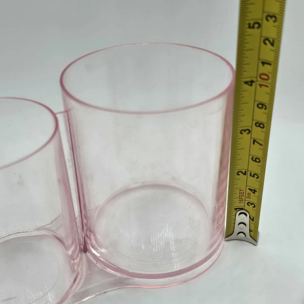 Vintage Rare Flamingo Pink Plastic Cotton Ball and Q Tip Holder Vanity Dresser